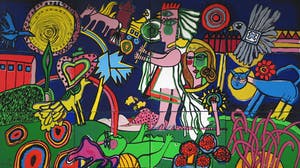 Corneille - Zeefdruk op doek, Le Monde de Fables de Charles Perrault - Ingelijst (Uitzonderlijk groot!) kopen? Bied vanaf 2000!