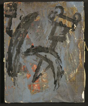 Igor Issacovitch - Lot van vijf werken (acryl/collage met postzegels) op doek, Extermination kopen? Bied vanaf 1!