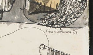 Simon Posthuma - Inkt en collage op papier, Lot van drie tekeningen kopen? Bied vanaf 35!