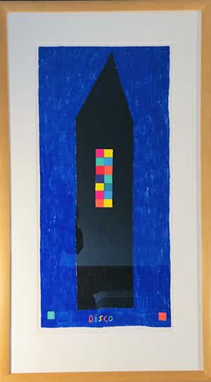 Harrie Gerritz - Toren in blauwe nacht- zeefdruk uit 1987. verkocht voor € 95!