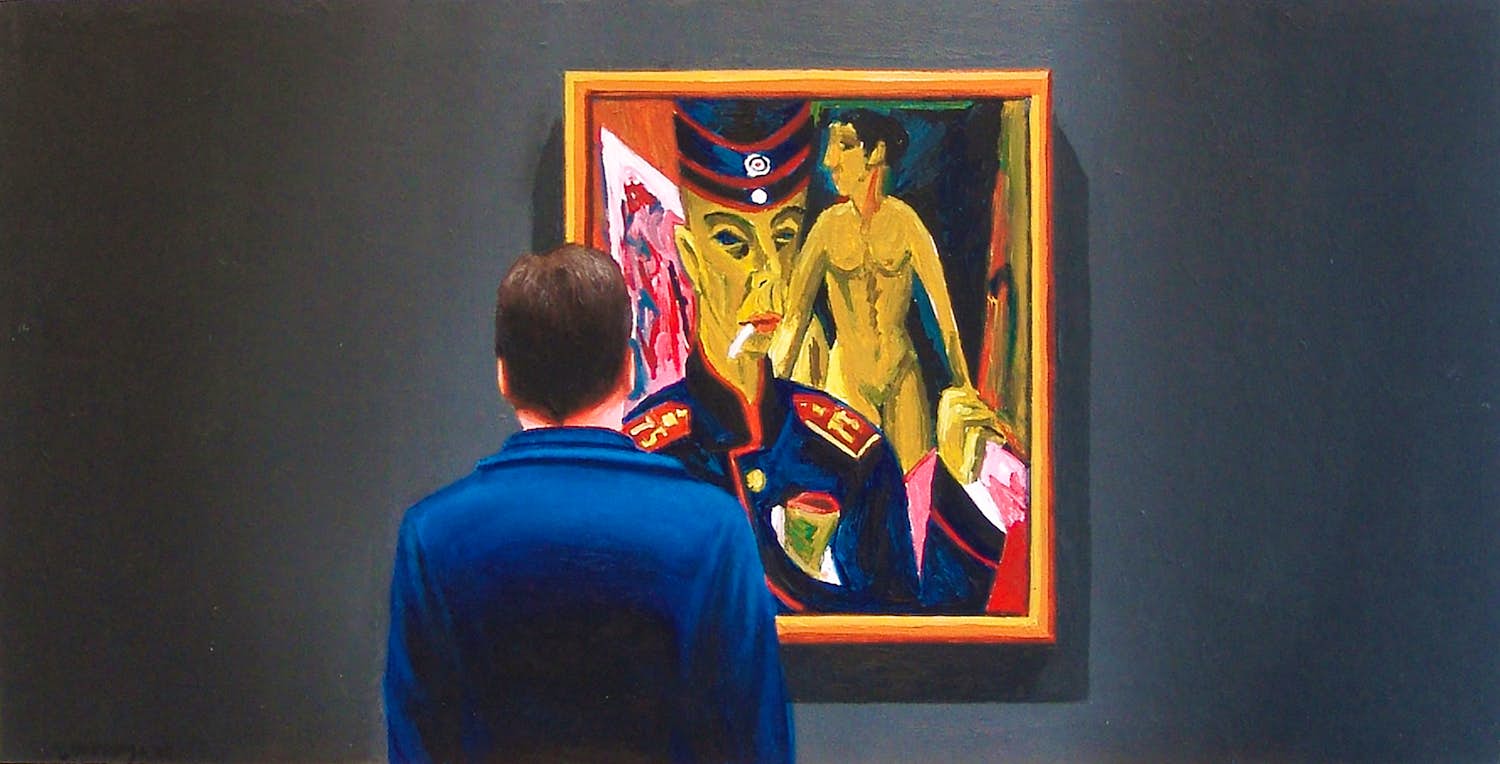 Gerard Boersma - Self Portrait As A Soldier (Zelfportret met zelfportret Ernst Ludwig Kirchner) kopen? Bied vanaf 400!