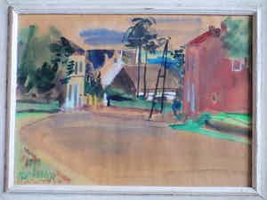 Hein Stork - Frans dorpsgezicht - Gemengde techniek verkocht voor € 45!