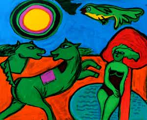 Corneille - zeefdruk: chat Montagne - 1996 verkocht voor € 225!