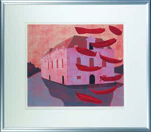 Henriette Boerendans - Houtsnede, Het Arsenaal - Ingelijst verkocht voor € 35!