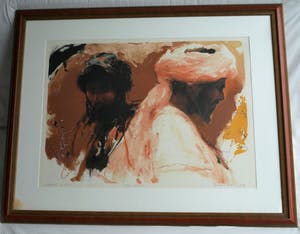 Wil van der Laan - Ingelijste zeefdruk , Deux Arabes – 1994 - groot kopen? Bied vanaf 50!