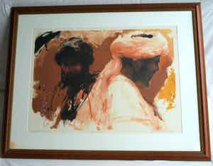 Wil van der Laan - Ingelijste zeefdruk , Deux Arabes – 1994 - groot verkocht voor € 50!