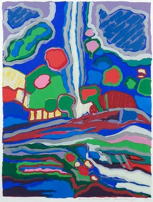 Frank Rosen - Zeefdruk, Land van Maas en Waal - Ingelijst kopen? Bied vanaf 20!