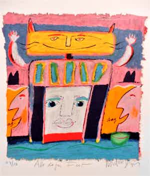 Wouter Stips - Kleurenzeefdruk ALLE DAGEN FEEST Handgesigneerd. verkocht voor € 85!