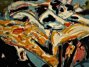 Anton Vrede - Kleurrijk express. Litho - Koe en Tijger - kleine oplage (50)- mooi ingelijst kopen? Bied vanaf 1!