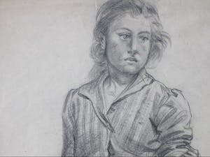 Niet of onleesbaar gesigneerd - Vrouw met drankkruik - Tekening kopen? Bied vanaf 1!