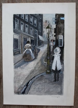 Peter Nagel - Aquarel: Nostalgie - 1976 kopen? Bied vanaf 45!