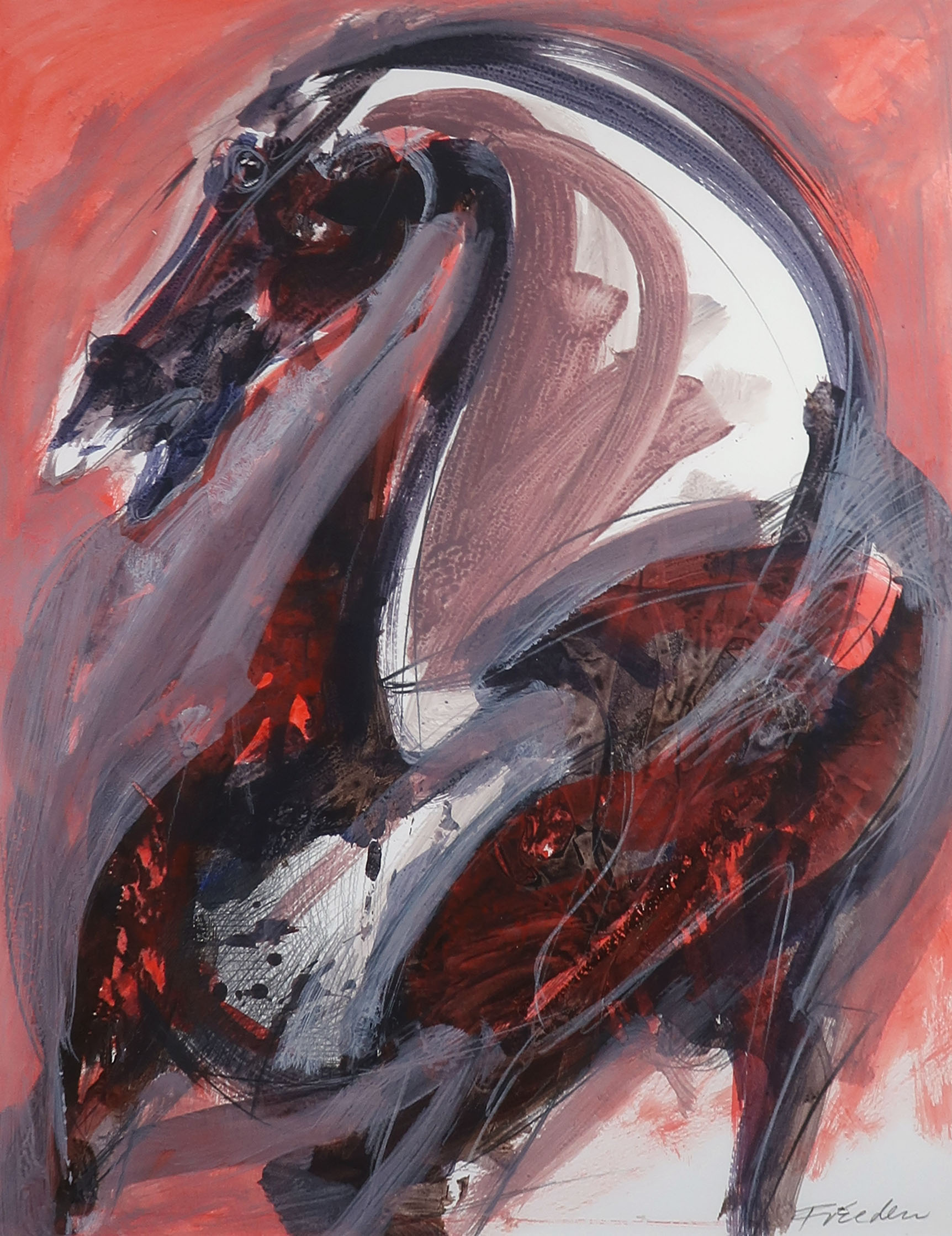 Frits van Eeden - Gemengde techniek op papier, Horse - Ingelijst (Groot) kopen? Bied vanaf 80!