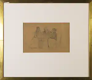 Toon Kelder - Potloodtekening, Heb jij niks besteld? Ik niet, jij? - Ingelijst verkocht voor € 80!