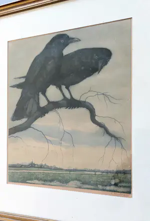 Buy Frans Everbag - Twee kraaien op tak boven landschap? Bid from 150!