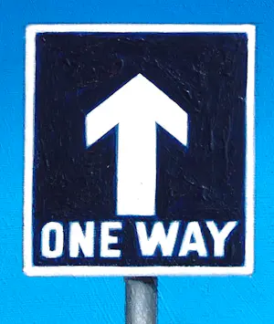 Gerard Boersma - One Way (Schilderij van Amerikaans verkeersbord ) kopen? Bied vanaf 100!