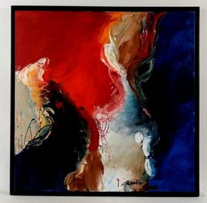 Gerriet Postma - olieverf op doek: abstract werk (mooi ingelijst, groot!) kopen? Bied vanaf 1200!
