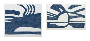 Paul Overhaus - Houtsnede, Lot van twee abstracte landschappen kopen? Bied vanaf 1!