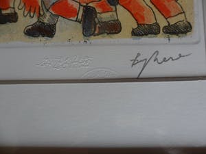 Franz Borghese - Aquatint ets, Titel, Raduno sportivo. kopen? Bied vanaf 175!