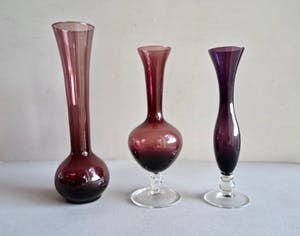 Elme Glasbruk - en Aseda Glasbrük - Collectie 9 Zweedse Solifleurs/Spijkervaasjes - 60-er jaren kopen? Bied vanaf 69!