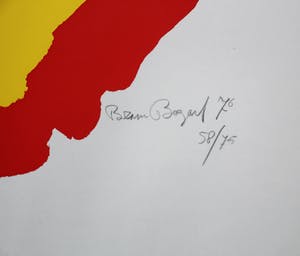 Bram Bogart - zeefdruk: geel vlak met rode rand - 1976 kopen? Bied vanaf 10!