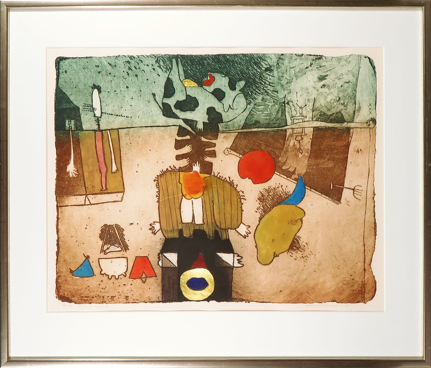 Michel van Overbeeke - Kleurenets, Different Houses II - Ingelijst verkocht voor € 50!