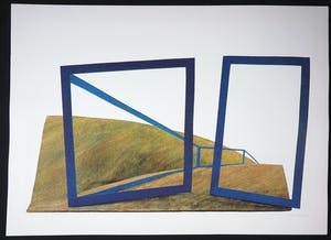 Doris Groeneveld - Zeefdruk, Landschap met blauwe vlek kopen? Bied vanaf 1!