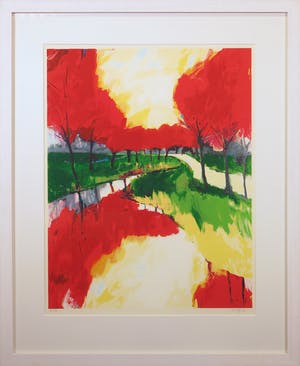 Gerda Elfring - Zeefdruk, Landschap met bomen - Ingelijst (Groot) kopen? Bied vanaf 50!