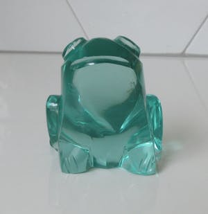Exbor Sklo - Art deco facet geslepen presse papier ven een groene kikker kopen? Bied vanaf 35!