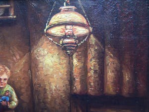 Dirk Kubbe - Boereninterieur met moeder kind. kopen? Bied vanaf 50!