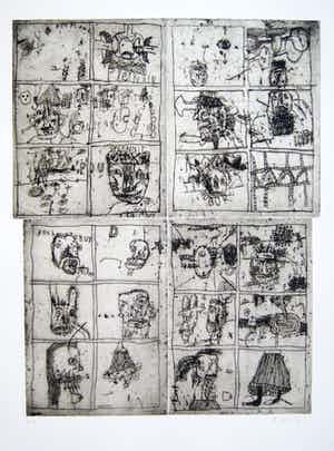 Rik van Iersel - grote zeldzame ets - typerend werk - 2002 verkocht voor € 150!