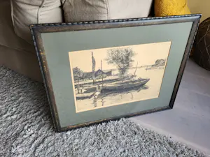 Willem Witjens - ets - Binnenhaventje met bootjes - 1929, gesigneerd r.o. kopen? Bied vanaf 20!