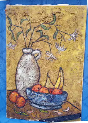 Buy Huub Milder - Stilleven met bloemenvaas en fruitschaal? Bid from 25!