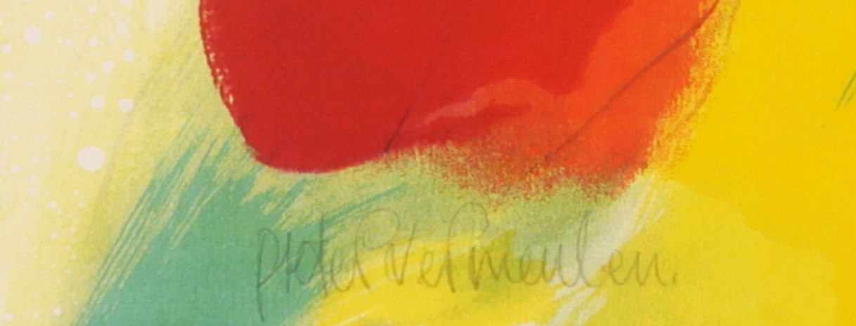 Pieter Vermeulen - Zeefdruk op kunststof, Kersenschaal - Ingelijst kopen? Bied vanaf 20!