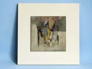 Henk Erkelens - Abstract werk in gemengde techniek - kleurrijk - gemerkt verkocht voor € 125!