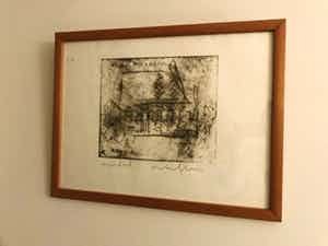 Anton Heyboer - Ets, eigen druk. Titel," Atelier Anton Heyboer". verkocht voor € 150!