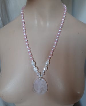 Zilver925 met echte parel,rozenkwarts,roze jade kopen? Bied vanaf 25!