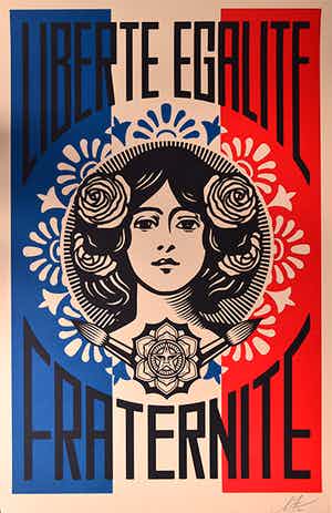 Shepard Fairey - Liberté Egalité Fraternité verkocht voor € 1!