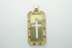 Acheter47 - Fraai 18 karaats geelgouden kruishanger met diamant ca 0.25 crt achtkant? Enchérissez de 550!