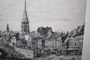 Johan D. Scherft - ets - Maasbrug met gezicht op Wyck, Maastricht kopen? Bied vanaf 35!