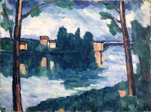 Jan Willem Versteeg - Paysage au bord de l'eau verkocht voor € 95!