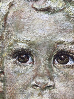 Niet of onleesbaar gesigneerd - Schilderij van meisje gesigneerd NB, olieverf op linnen kopen? Bied vanaf 1!