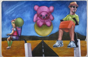 Jan Bollaert - Gemengde techniek op doek, ZT-Tonelen (Groot) kopen? Bied vanaf 100!