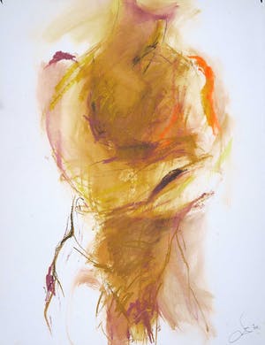 Franscz Witte - Acryl en krijt op papier, Figuur staand kopen? Bied vanaf 1!