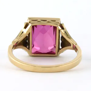 18k bicolor gouden ring bezet met robijn verneuille en roos diamant - rm19.5(61) kopen? Bied vanaf 340!