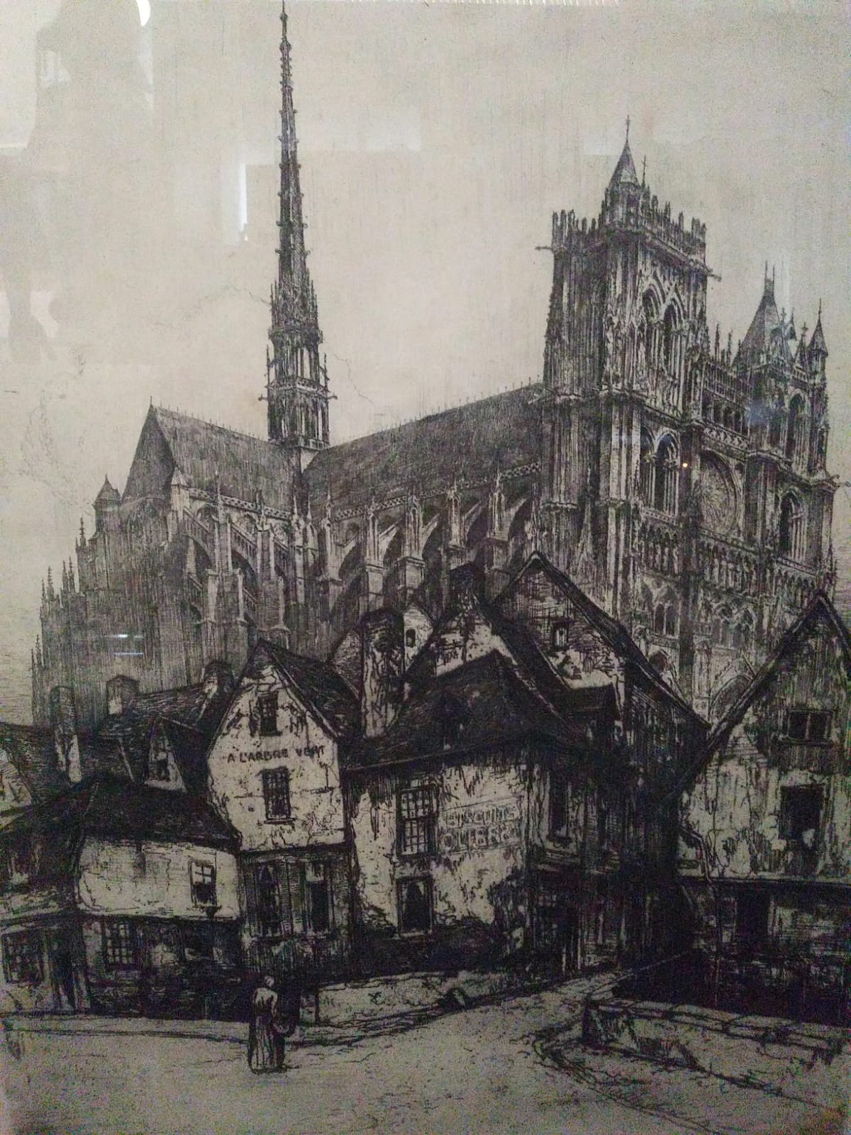 Eugene Lucker -  Ets uitzicht stad met op achtergrond kerk kopen? Bied vanaf 10!