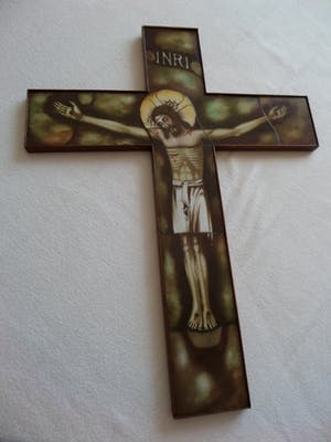 Hubert Levigne - GROOT GEBRANDSCHILDERD KRUIS ZELDZAAM kopen? Bied vanaf 70!