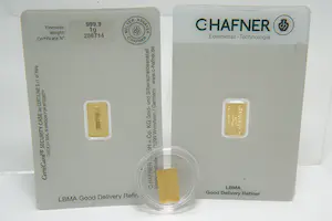 55 - Drie (3) fijn-gouden 999.9 baartjes - fa. C.Hafner Duitsland-  in plastic kopen? Bied vanaf 200!