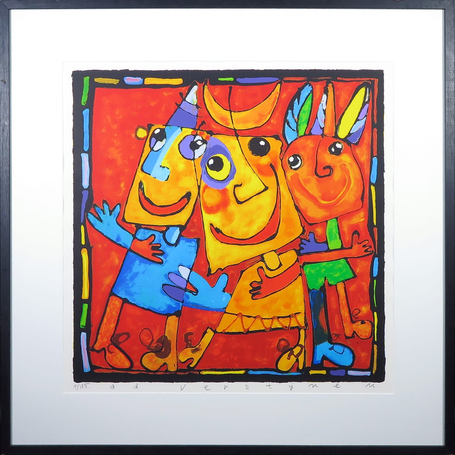 Ad Verstijnen - Zeefdruk, Indianenverhalen - Ingelijst verkocht voor € 1!