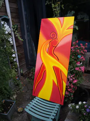 Donna Corbani - Acrylverf op doek , On Fire – 2004 – Groot , 120 x 50 cm kopen? Bied vanaf 1!