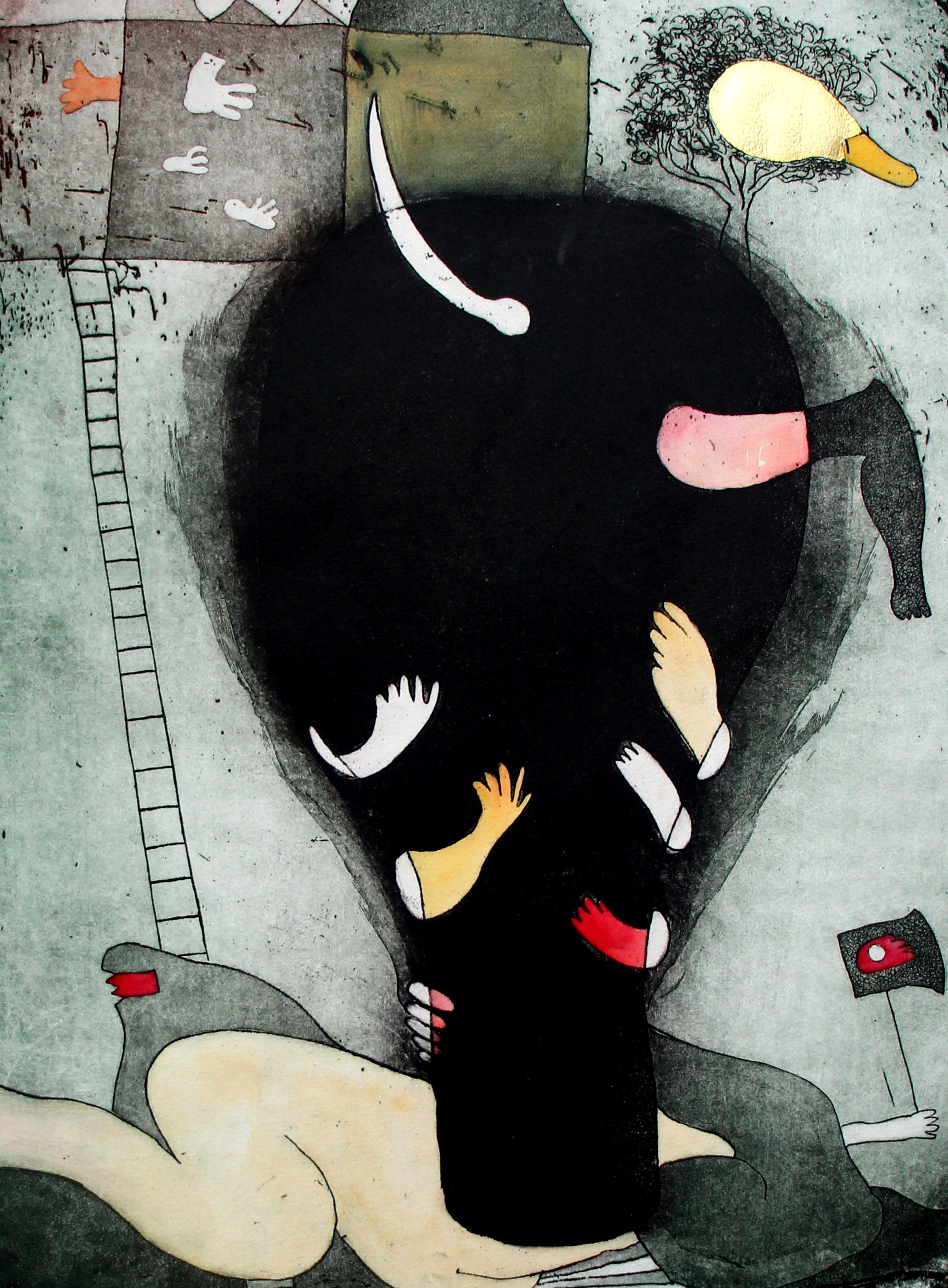 Michel van Overbeeke - Ets: Different Houses - 1996 verkocht voor € 80!